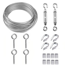 TooTaci 15M Garden Wire for Climbing Plants, 2mm PVC Coated Stainless Steel Cable with M5 Turnbuckles, Fence Wire, Vine Eyes for Climbing Plants, Per