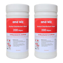 Alcohol Disinfectant Wipes (200 Sheet Tub x 2) | durable, practical