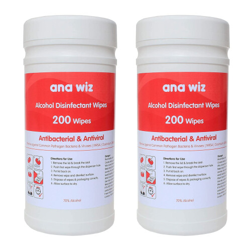Alcohol Disinfectant Wipes (200 Sheet Tub x 2) | durable, practical