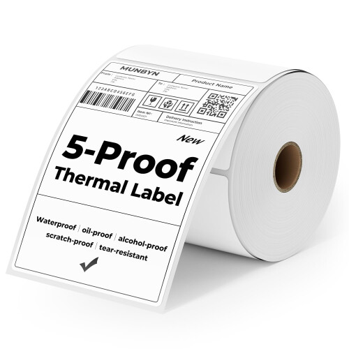 MUNBYN Five Resistant Thermal Labels 4x6, Durable Waterproof | quality