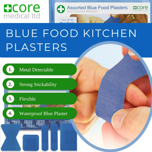 Blue Catering Plasters Assorted Hard Box 100x CorePlast Metal | qualit 1