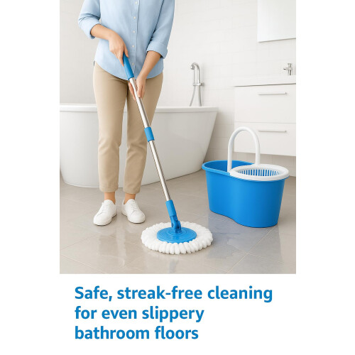 Spin Mop Bucket Set with 2 Microfibre Heads for 360 Degree Cleaning 2