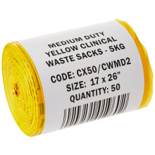 Hanfare CX50/CWMD2 Clinical Waste Bag, Medium Duty, Yellow (Pack of 50)