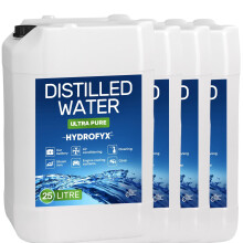 HYDROFYX 100 Litres (4x25 Litre) 100% Ultra Pure Distilled Water,