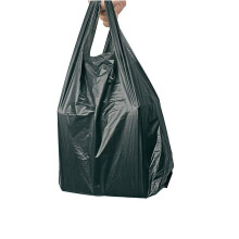 Sabco - 8 x 13 x 18" Strong Black Vest Style Plastic Carrier Bags |
