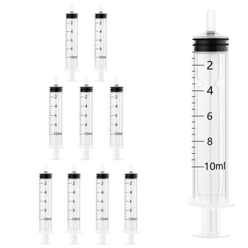 10 Pack 10ml Plastic Syringe without Needle, Sterile Syringe for | qua