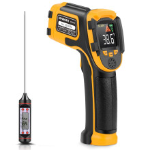 Infrared Thermometer -581112(-50600) Non-Contact Laser Temperature Gun Digital Adjustable Emissivity IR Temp Gun - for Cooking, BBQ, Food, Frid