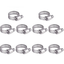 10Pcs Hose Clips 13-19mm Jubilee Clips Adjustable 304 Stainless Steel Hose Clamps Worm Drive Pipes Hose Clamps Clips