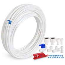 ilauke 15M Water Supply Pipe Tube and Fridge Connectors Kit, Refrigerator Water Hose Connection Kit, Refrigerator Hoses, for European Style Double Fr