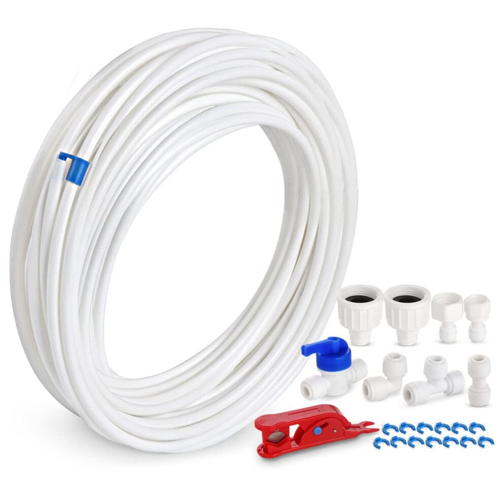 Ilauke 15M Water Supply Pipe Tube And Fridge Connectors Kit, Refrigerator Water Hose Connection Kit, Refrigerator Hoses, For European Style Double Fr