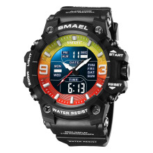 Men's Military Outdoor Sports Watch Waterproof Digital Timepiece in Red and Green for Active Men Grey