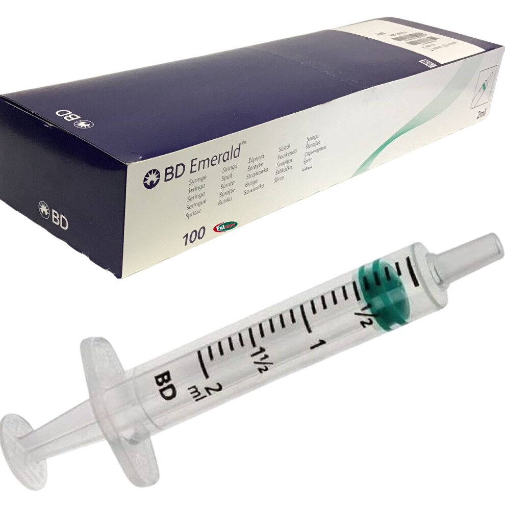 New Bd 2Ml Sterile Disposable Medicine Syringes - 100