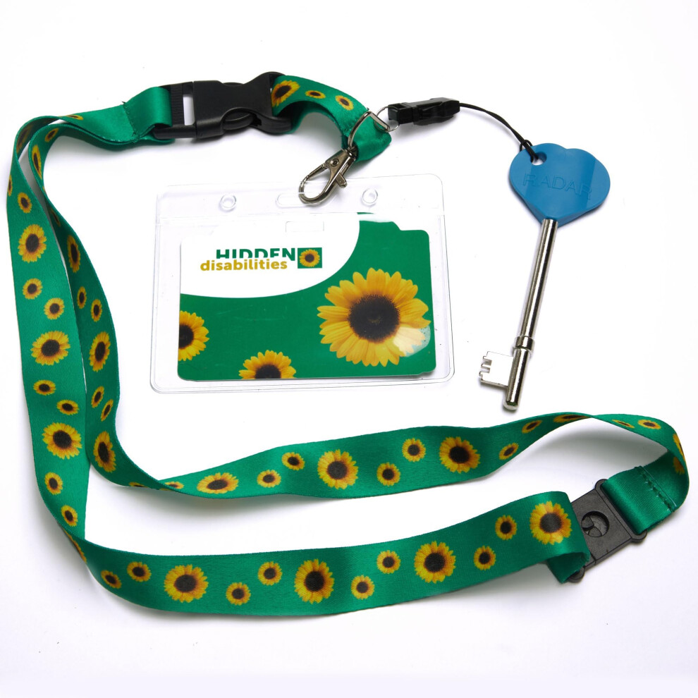 Hidden Disabilities Official Sunflower Lanyard Set & Radar Key For Disabled Toilets Uk | Sunflower Lanyard (85Cm), Id Holder Brea