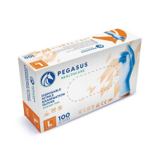 Pegasus Healthcare Pack of 100 Disposable Nitrile Examination Gloves | Latex and Powder Free | Sizes L | Suitable for Medical Clinics, Hospitals, Den