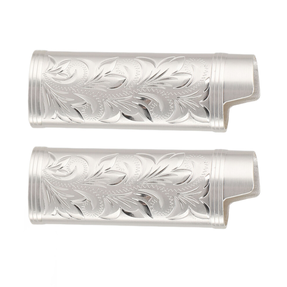 Silver 2Pcs Vintage Zinc Alloy Lighter Cases, Portable & Durable