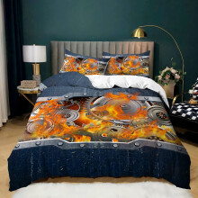 Duvet cover 135x200 Microfiber 3D printing Gears Children's bedding Breathable for teenagers and adults Pillowcase 80x80 (135x200,2)