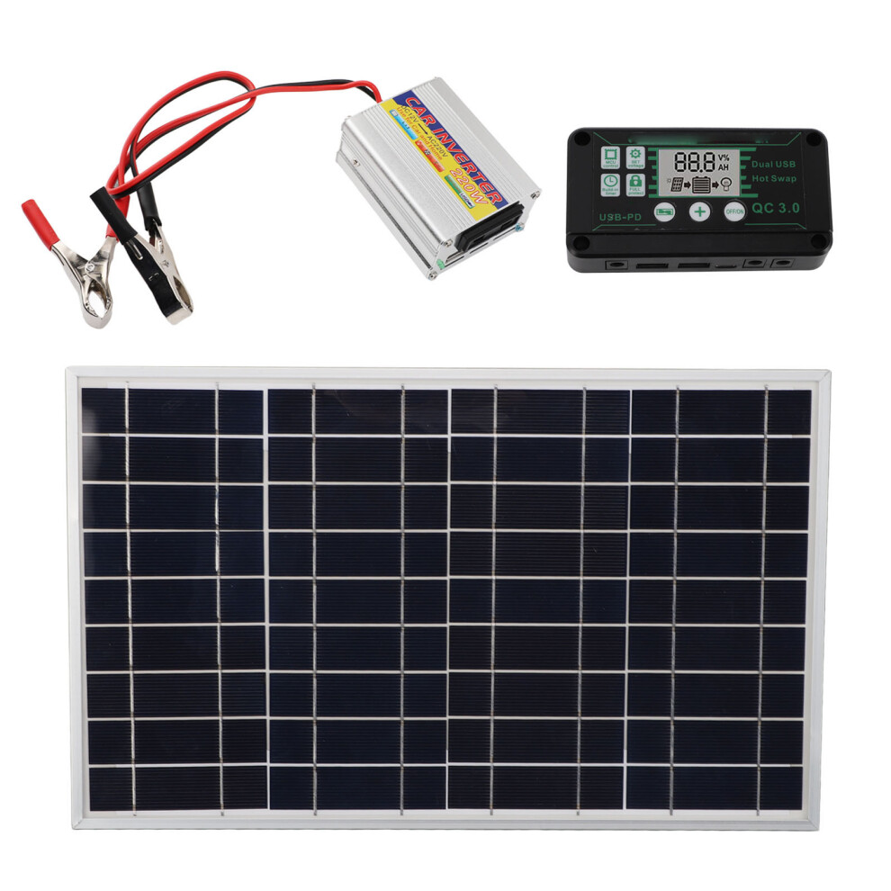 30W Solar Panel Kit With 220W Mppt Power Inverter Waterproof Controller 4151368788287