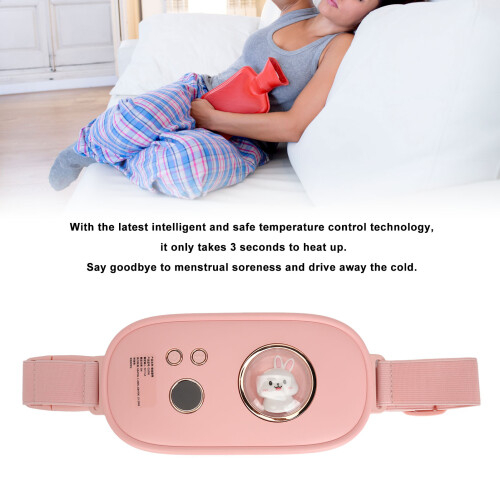 Bandeau chauffant portable pour menstruation avec vibration et modes ajustables - Rose 1