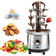 4Tier Stainless Steel Chocolate Fountain with Smooth Flow, Electric Fondue for Parties, 2.6lb Capacity