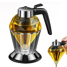 Honey Dispenser No Drip 200ml Glass Diamond Jar with Stand for Syrup Jam Oil Kitchen Use