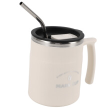 Großer, auslaufsicherer Edelstahl-Kaffeebecher mit hohem Fassungsvermögen für Büro und Reisen, weiß