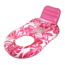 Inflatable water float for adults, maple leaf design, raft with drink holder for teens, tanning, outdoor, lake, backyard, indoor, rose
