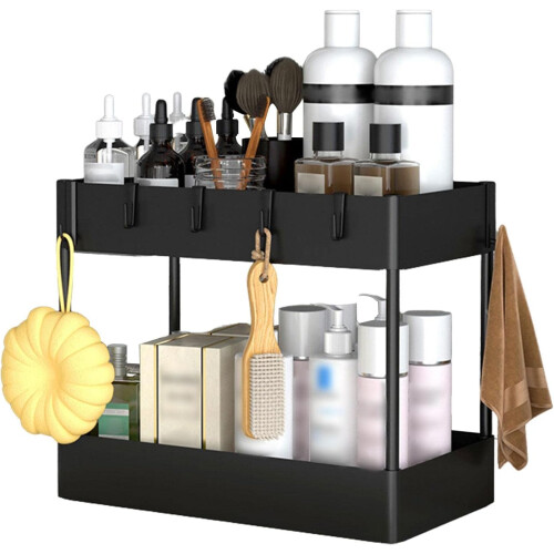 Elegant Under Sink Organizer, Multi-purpose Under Sink Storage Adapts to Your Needs, Adjustable Height Accommodates Various Bottle Sizes, Sturdy Const