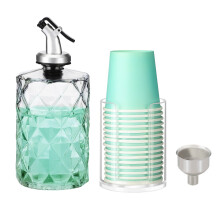 Glazen dispenser met UV-print van inspirerende citaten, rustieke hangende kunst, mondwaterfles met nauwkeurig afsluitende dop, navulbare