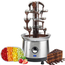 4 Tier Stainless Steel Chocolate Fountain with Dual Temperature Zones, 2.6lb Capacity for Parties