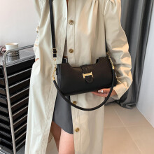 Soft Black PU Shoulder Bag, Versatile Large Capacity, Free Size