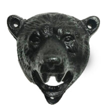 Rustikální dekorace chaty z litiny, design medvědí hlavy, zuby medvěda grizzly, kousnutí, nástěnný otvírák na lahve pro domácí bar,