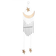 Mond- und Sternenmotiv, einzigartige Form, Windspiel aus Metall und Holz, beruhigende Klänge, Edelstahlrohre für den Innen- und Außenbereich,