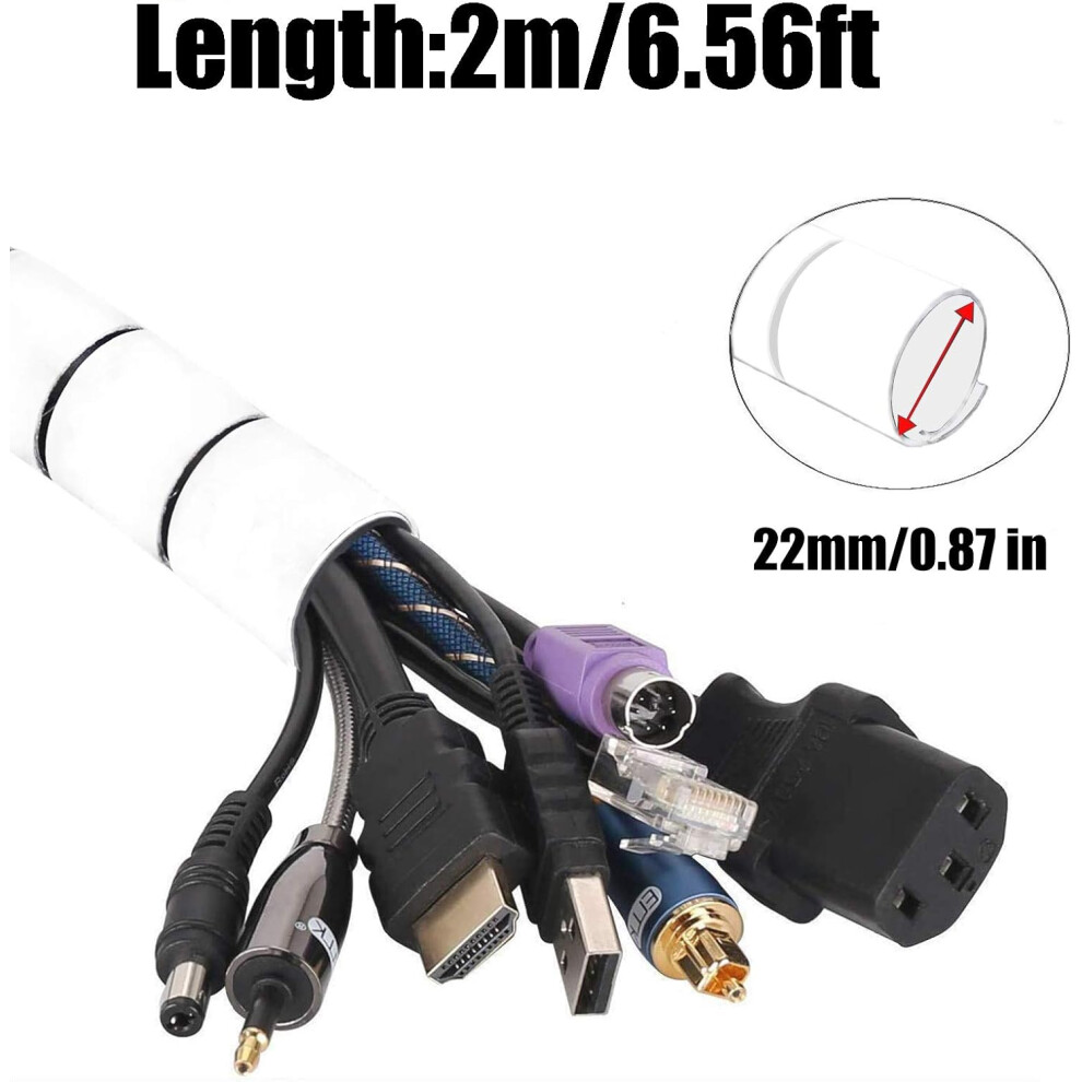 Desk Tubes For Cable Management, White Computer Wire Spiral Cable Bundler For Tv And Office, Flexible Electrical Sheath For Wrapping Tangled Cords 9128293850902