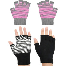 Machine-Washable Non-Slip Yoga Gloves, Half Finger Design With Anti-Slip Rubber Gel Grips For Yoga Pilates, Texturizing Beads For Added Grip