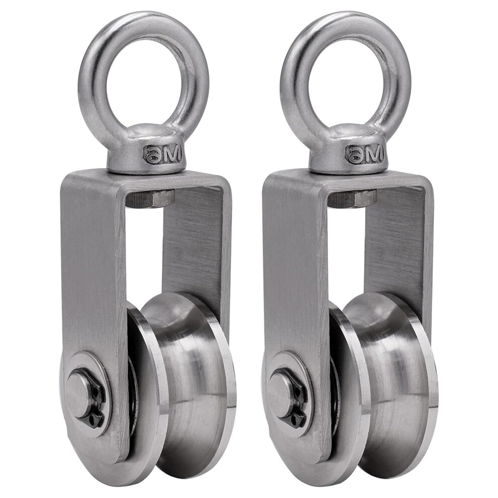 Swivel Pulley Wheel, Stainless Steel Bearing Inside Ensures Smooth And Silent Operation For Indoor And Outdoor Use (Max Rope Size: 11Mm) 9448196596258
