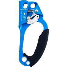 Ascendedor para escalada en roca, aleación ligera de aviación con leva de acero inoxidable, mango ergonómico de goma para mayor comodidad y