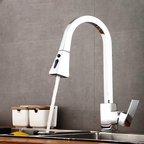 PullDown Kitchen Faucet, Brass, Ceramic Valve, 360 Degree Swivel, Single Handle, Hot  Cold, Black 2