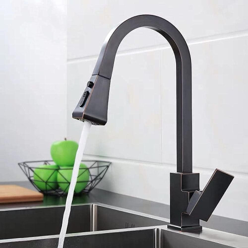 PullDown Kitchen Faucet, Brass, Ceramic Valve, 360 Degree Swivel, Single Handle, Hot  Cold, Black 1