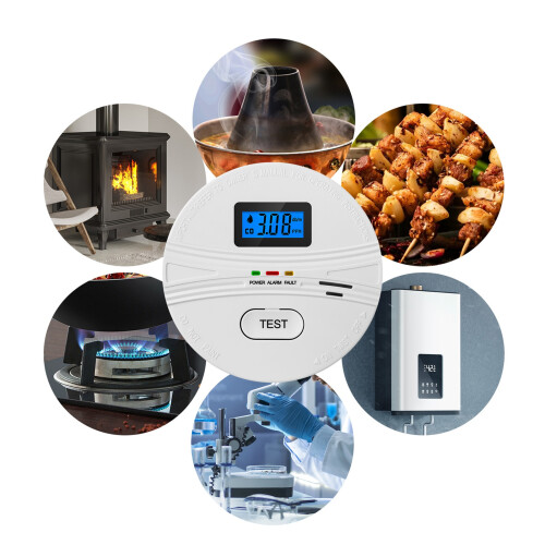 Smoke & CO Detector 3 Packs, LCD Display, 10.7cm, White