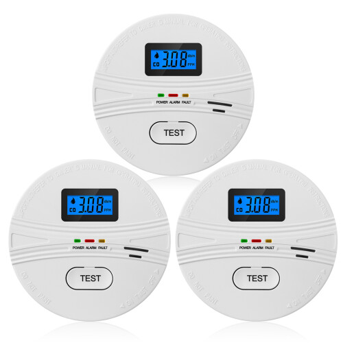 Smoke & CO Detector 3 Packs, LCD Display, 10.7cm, White 2