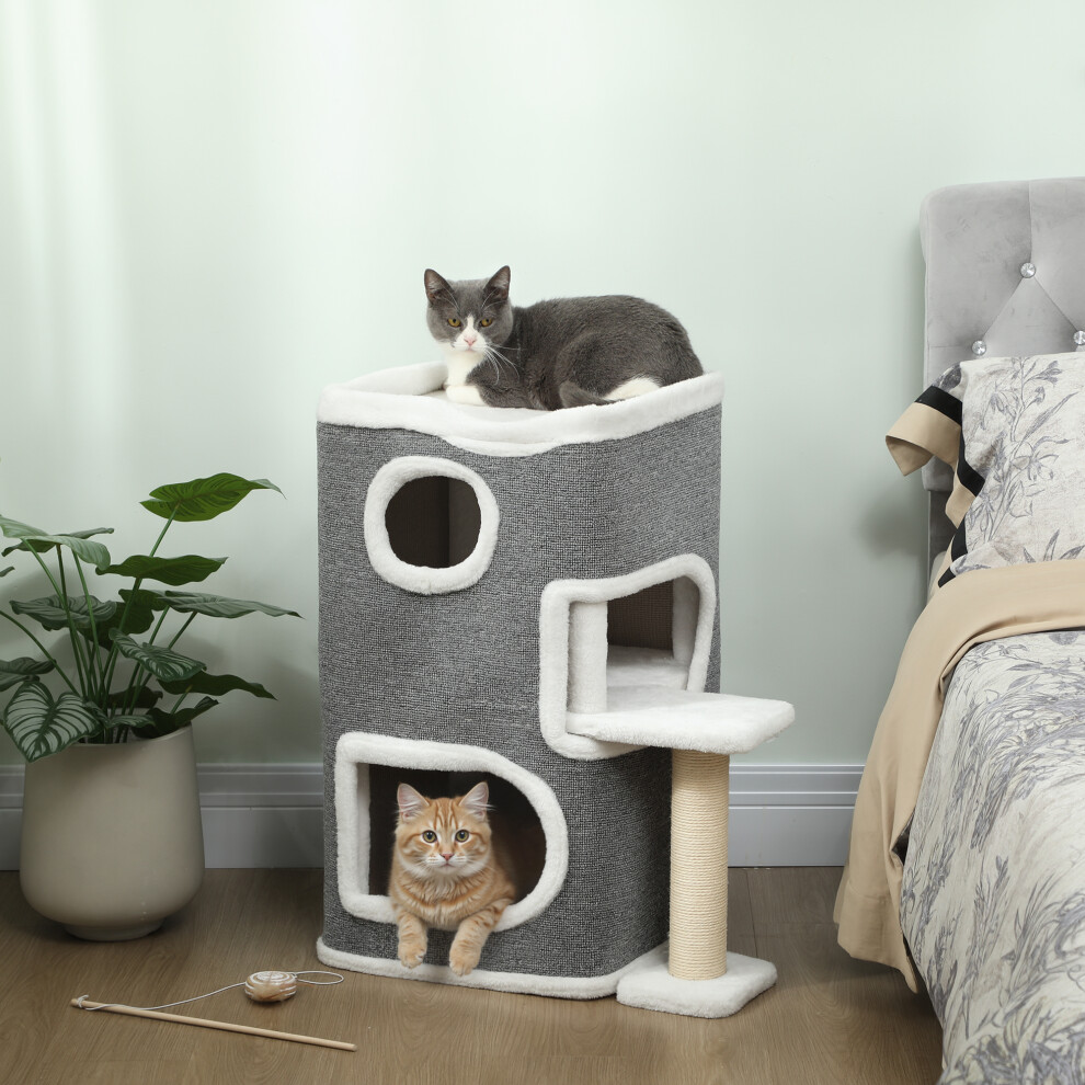 Pawhut 75 Cm Cat Tree Cat Condo For Indoor Cats With Scratching Post