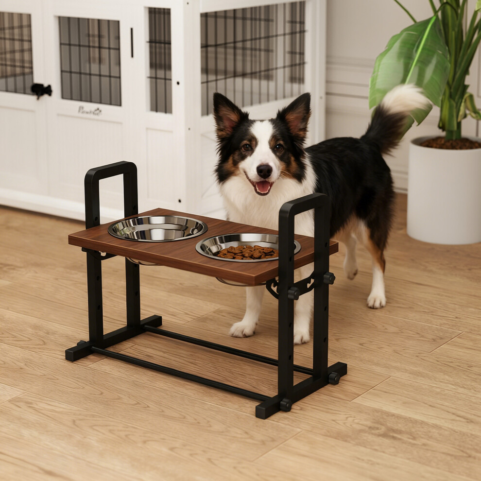 Pawhut Raised Dog Bowls With 4 Heights Adjustable And 3 Adjustable Angles