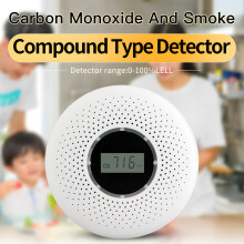 2 Pack Portable CO & Smoke Detector with LCD Display, 10.6x10.6cm, White/Black