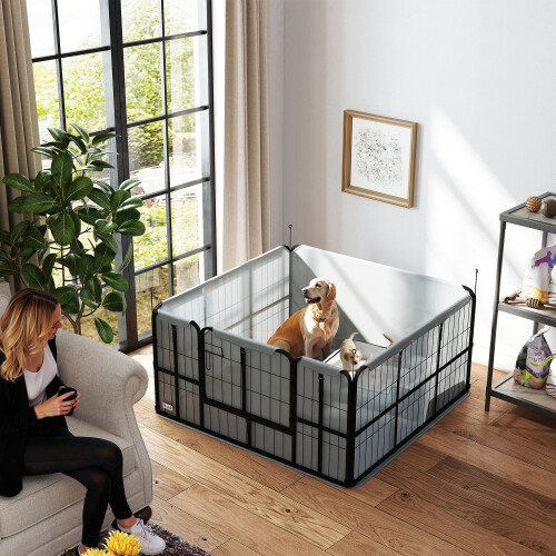PawHut PawHut Whelping Box w/ Washable Whelping Pad, Wind-Resistant Cloth, Black