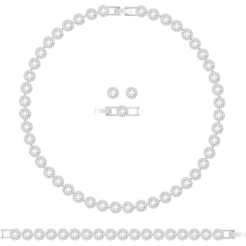 Swarovski Angelic Jewellery Set - Women's Swarovski Necklace and Earring Pair with Sparkling White Crystal