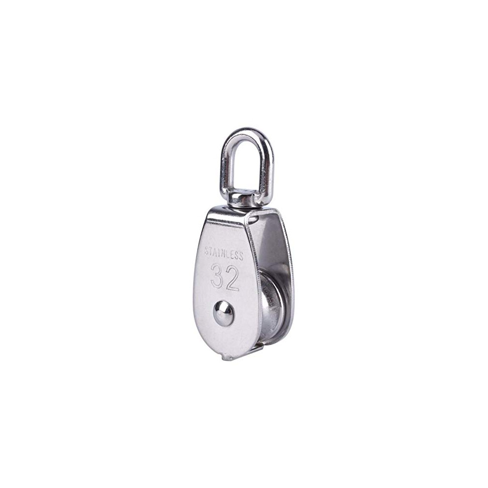 Single Pulley Swivel Wheel Block M32 Stainless Steel 304 For Wire Rope, 250Kg Load, Pack Of 1 9412369289766