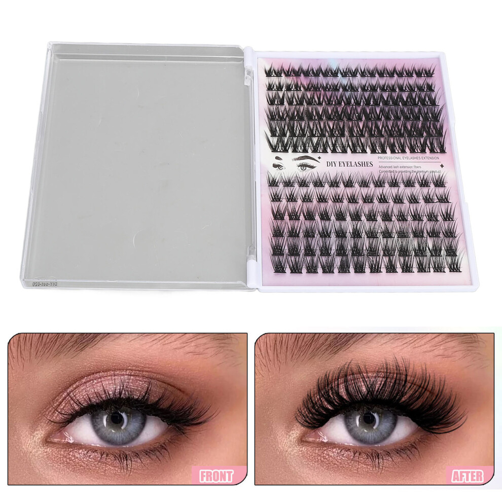 126 Cluster Lashes D Curl 10-14mm Fluffy Individual Lashes for DIY Extension