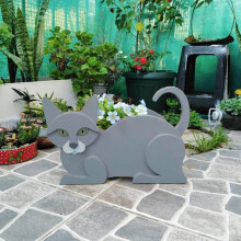 Siamese cat flower pot made of resin, cute decoration for indoor plants and outdoor areas (shorttailed cat) Shorttail Cat