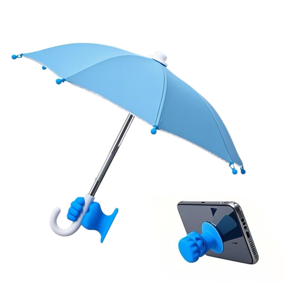 Phone Umbrella Protective Case With Uv Block, Waterproof And Windproof, Suction Cup For Beach And Travel, Sky Blue 9412369290519