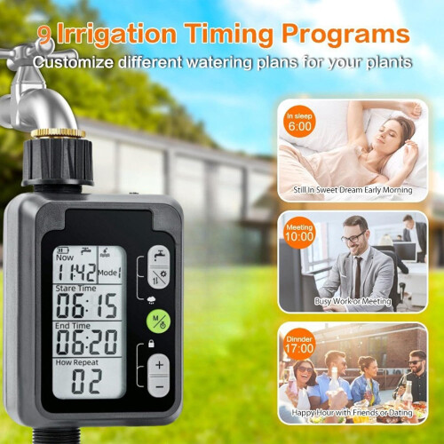 Automatic Sprinkler Timer with Rain Delay for Lawn Care, Temperature Control and Multiple Watering Modes 1
